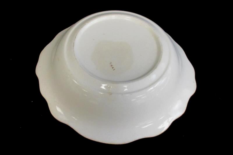 Antique Hand Painted Decorative Serving Bowl Orange Gold Rim Floral Marked 1886