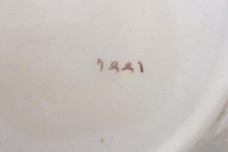 Antique Hand Painted Decorative Serving Bowl Orange Gold Rim Floral Marked 1886