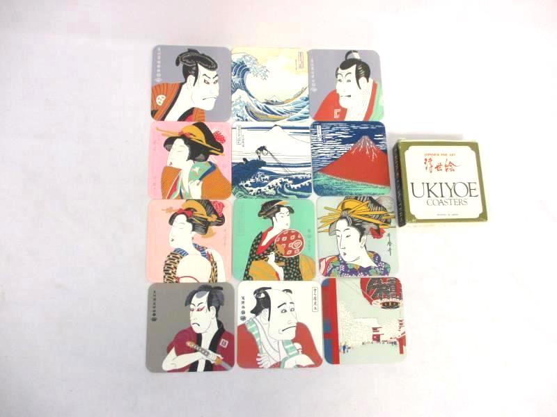 Set of 12 Ukiyoe Fine Art Coasters Japan Sharaku Kitagawa Utamaro Ando Hiroshige