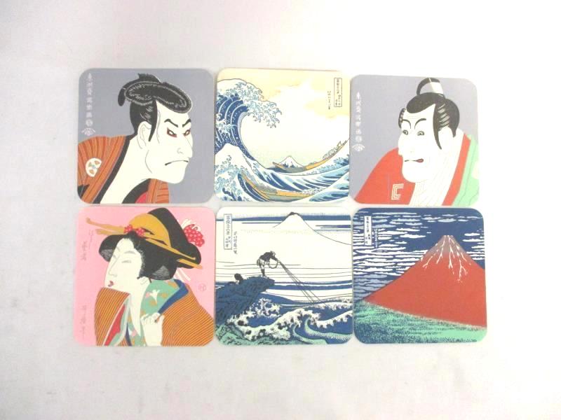 Set of 12 Ukiyoe Fine Art Coasters Japan Sharaku Kitagawa Utamaro Ando Hiroshige