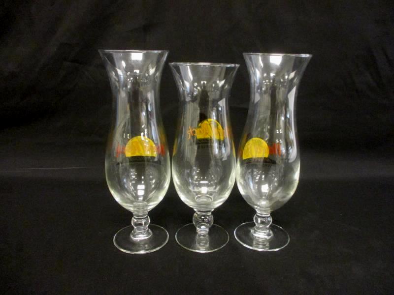 Lot of 3 Hard Rock Cafe Hurricane Glasses Los Angeles Atlantic City WashingtonDC