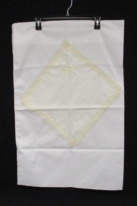 Lot 2 Hand Decorated Pillowcases Floral Embroidery Lace Standard Size