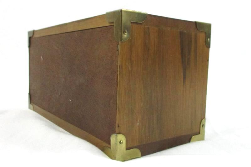 Vintage Goodwood 11 Coaster Set Wood Brass Box Taiwan