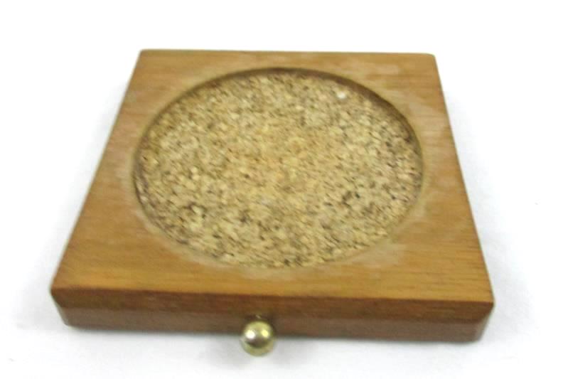 Vintage Goodwood 11 Coaster Set Wood Brass Box Taiwan