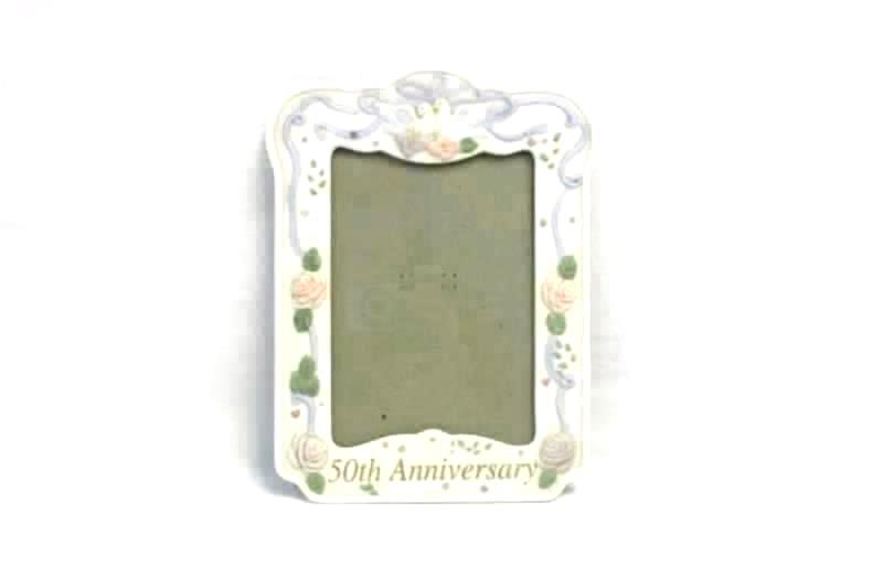 1996 Angela Ackerman 50th anniversary Ceramic Photo Frame Roses Doves 5 x 7