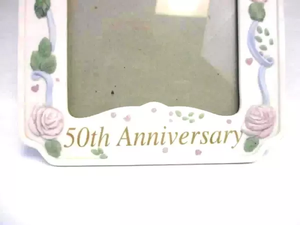 Angela Ackerman 50th Anniversary Ceramic Photo Frame Roses Doves 5 x 7 1996