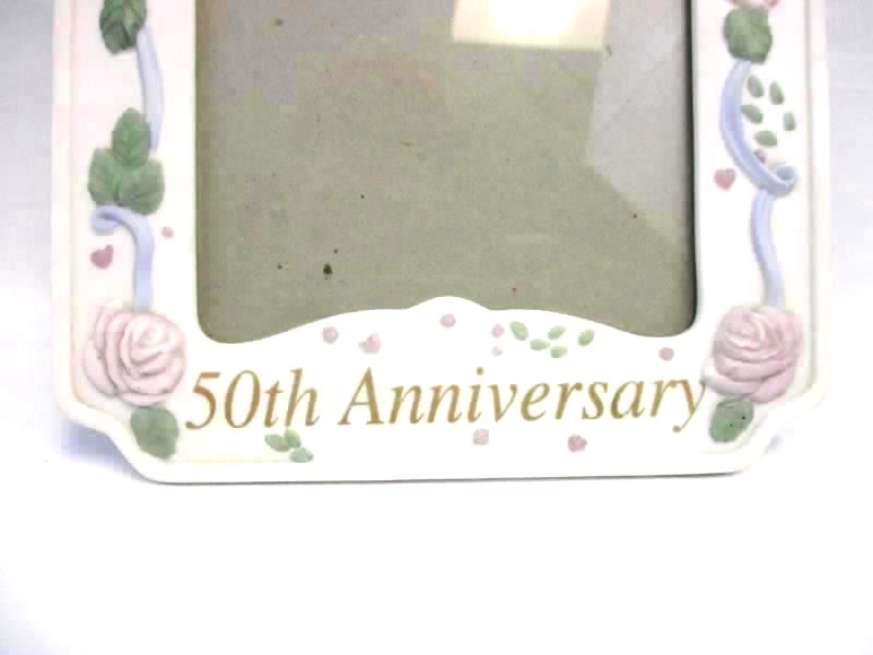 1996 Angela Ackerman 50th anniversary Ceramic Photo Frame Roses Doves 5 x 7