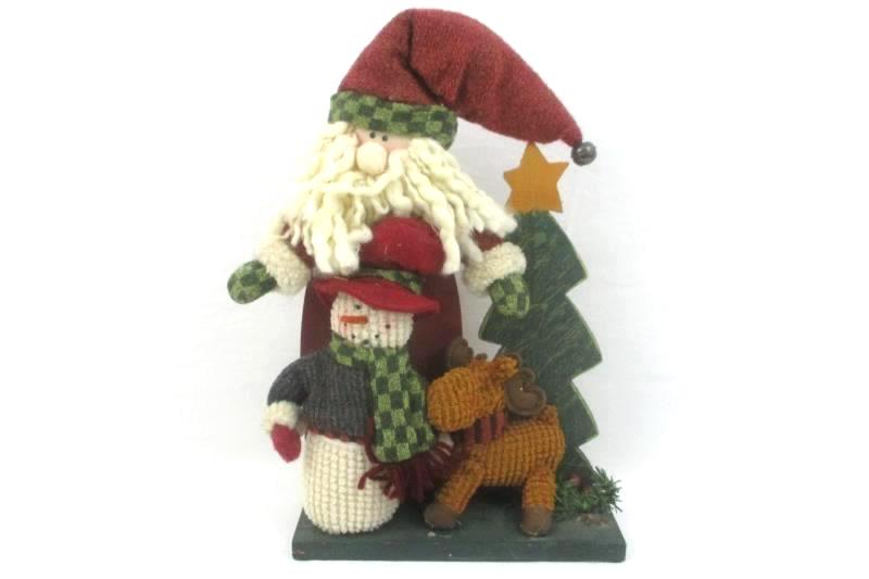 Lot of 2 Wooden Christmas Decoration Santa Moose Snowman Reindeer