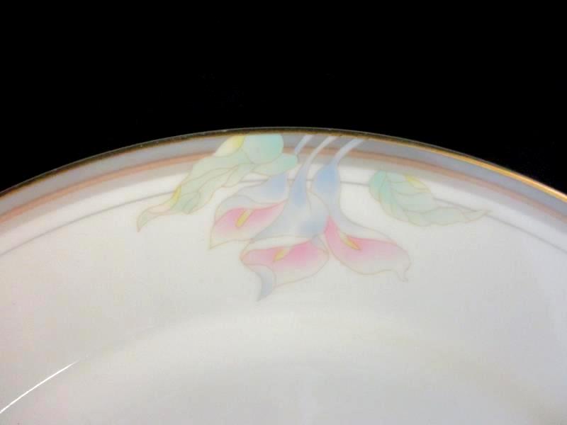 Set of 3 Mikasa Marsha Fine China Dinner Plates L5599 Pink Blue Lily Gold Trim