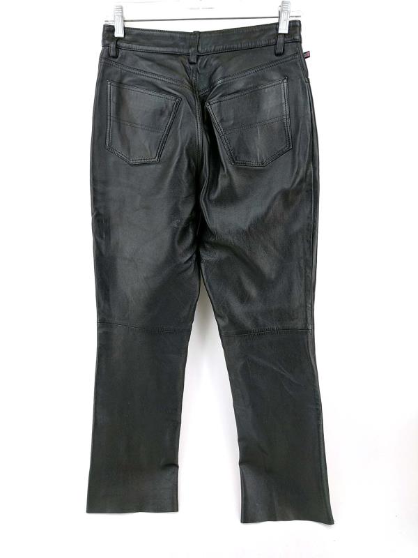 Vtg RALPH LAUREN Polo Jeans Co. Genuine Leather Pants Black Womens Sz 4