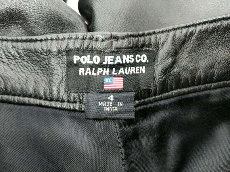 Vtg RALPH LAUREN Polo Jeans Co. Genuine Leather Pants Black Womens Sz 4