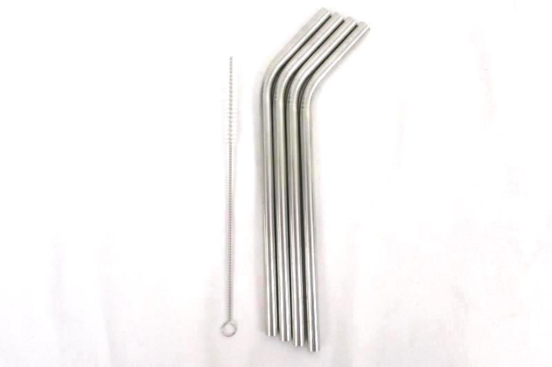 12 Piece Stainless Steel Metal Reusable Drinking Straws With Cleaning Brush