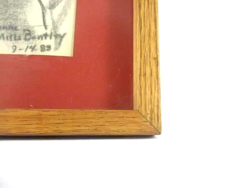 Framed And Matted Charcoal Child Drawing Signed Joanne Mills Bentley 1985