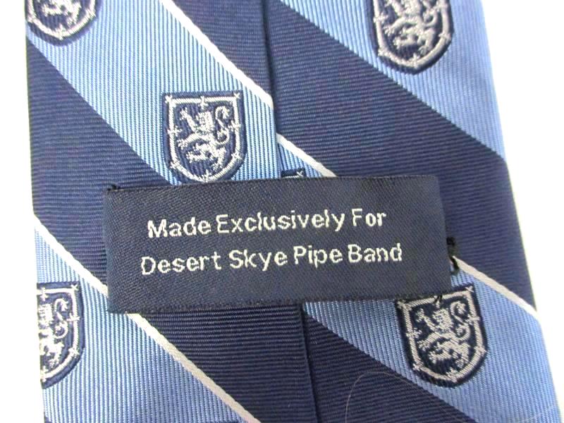 Desert Skye Pipe Band Silk Tie Blue Stripes Lion Shield