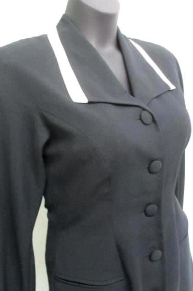 Vintage Kenar Dress by Ann Tjian Button Pencil Fitted Dress Black Size 8