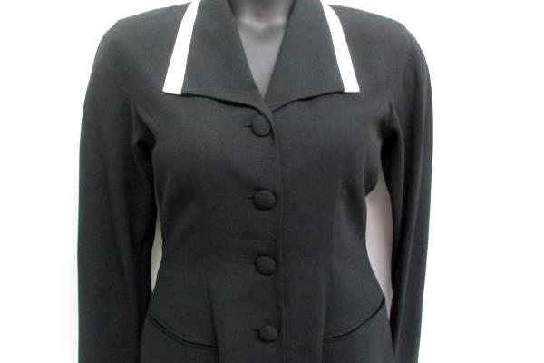 Vintage Kenar Dress by Ann Tjian Button Pencil Fitted Dress Black Size 8
