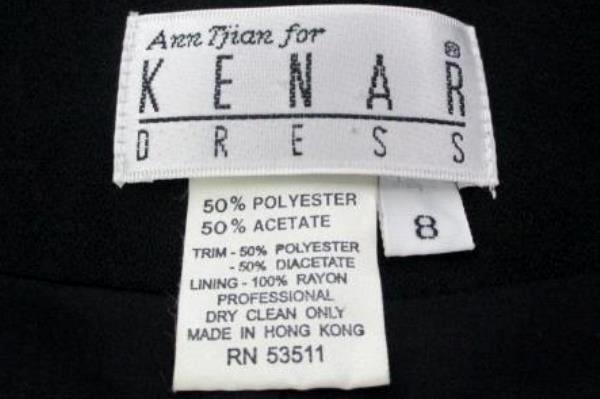 Vintage Kenar Dress by Ann Tjian Button Pencil Fitted Dress Black Size 8