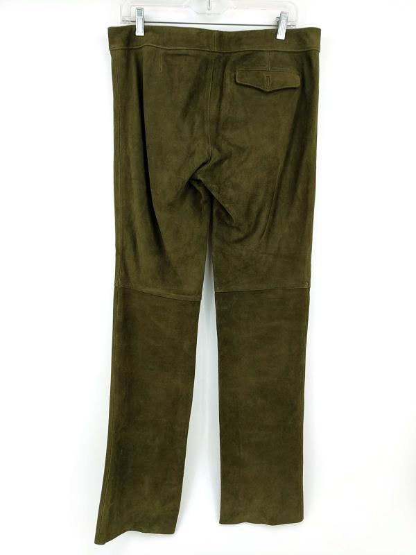 Vintage Ralph Lauren Suede 100% Leather Pants Green Straight Leg Womens Size 10