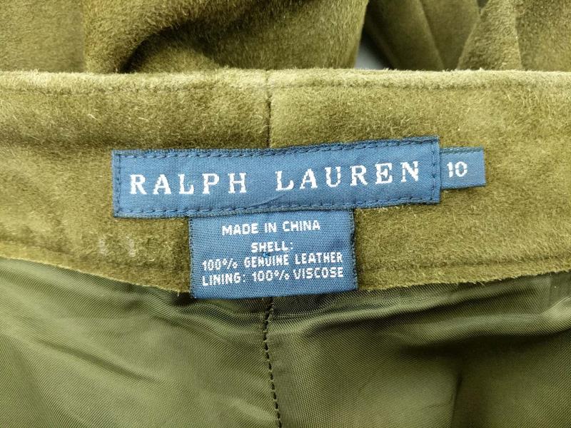 Vintage Ralph Lauren Suede 100% Leather Pants Green Straight Leg Womens Size 10