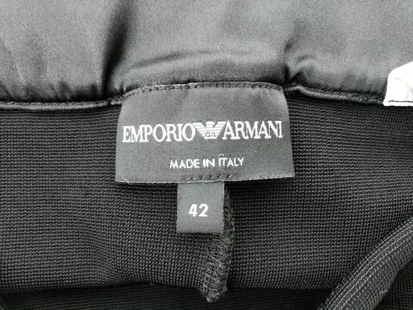 Emporio Armani Pencil Skirt Black Ruffle Viscose Knit Women's Size 42 Italy Made