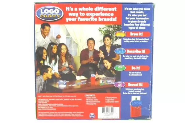 Logo Party Game by Spin Master Family Fun Night Draw Describe Do Reveal It