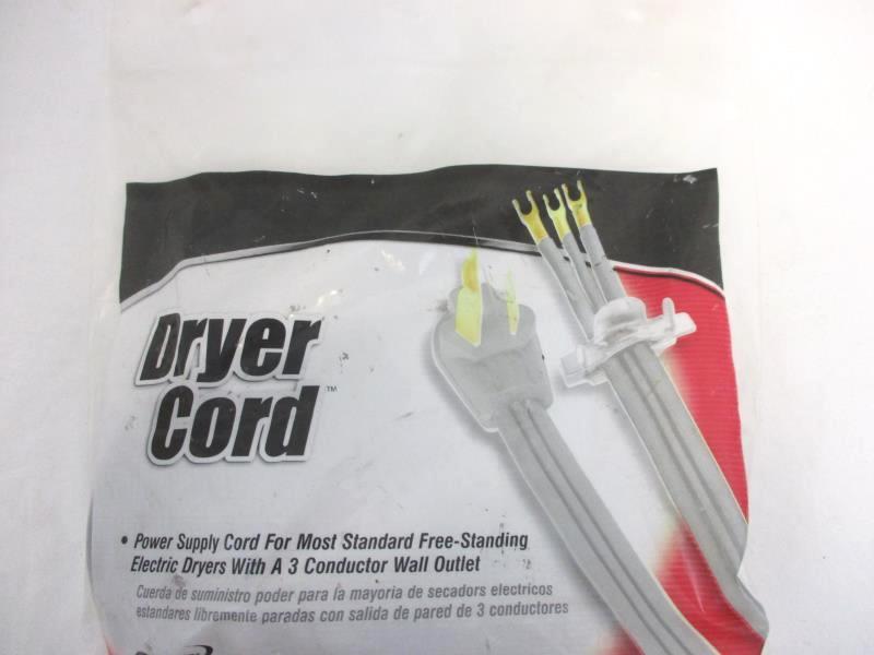 CCI 4 Foot Dryer Cord 3 Conductor Wall Outlet 626-49387 Gray Sealed Package