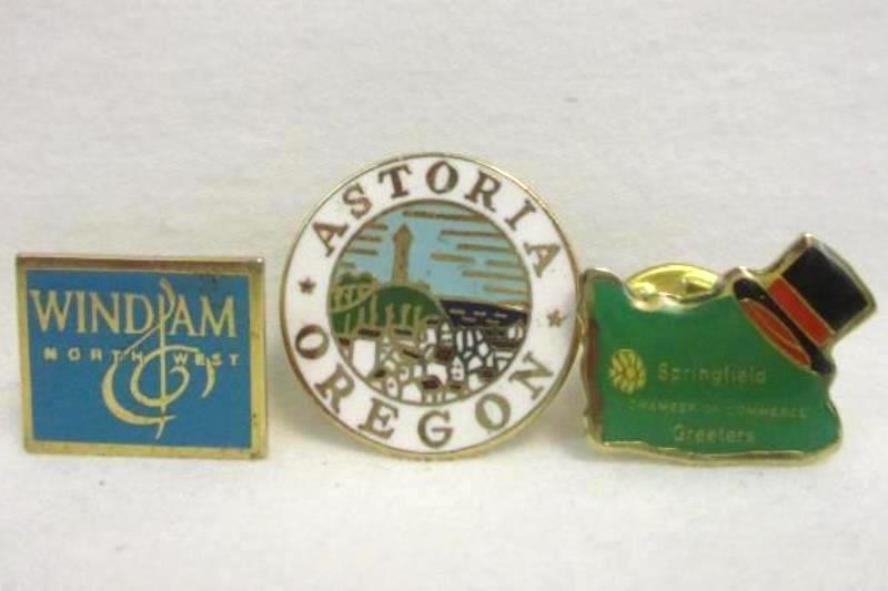 Lot of 3 Oregon Souvenir Pins Astoria Springfield Greeters WindJam North West