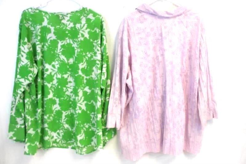 Lot of 2 Women's Size 3X Tops 22W/24W Shirts Sag Harbor George ME Green Purple