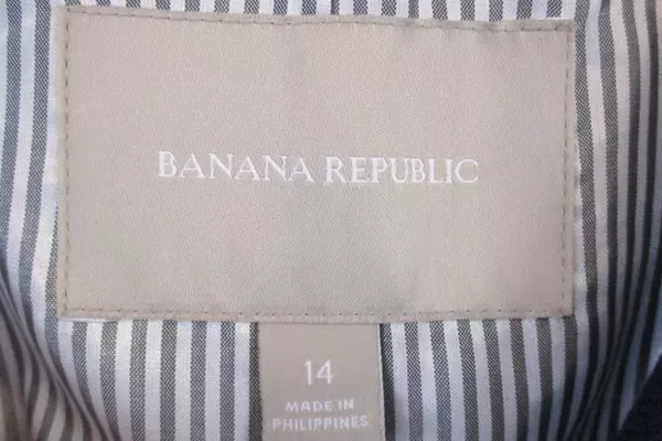 Banana Republic Women's Canvas Pea Coat Jacket Navy Gold Crest Buttons Size 14