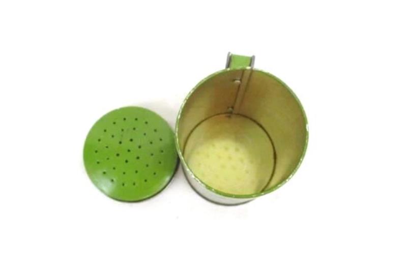 Vintage Elton Kirby's Pepper Shaker Tin Green