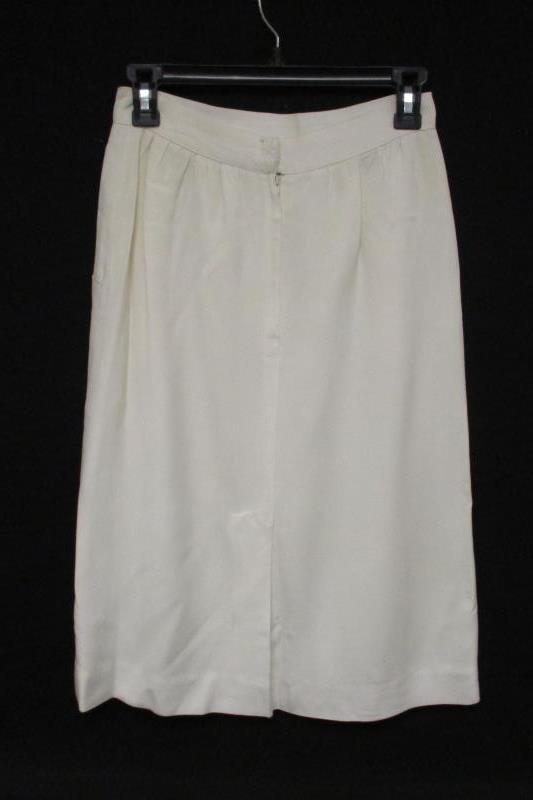 Vintage The Villager Women's Ivory Off White Midi Skirt Pleated Pockets Size 8