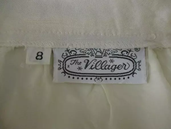 Vintage The Villager Women's Ivory Off White Midi Skirt Pleated Pockets Size 8