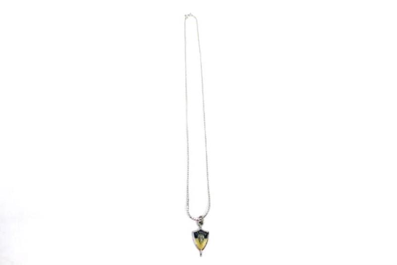 Vintage Josten's Senior 1987 Graduation Necklace Silver Navy Yellow Pendant KLK