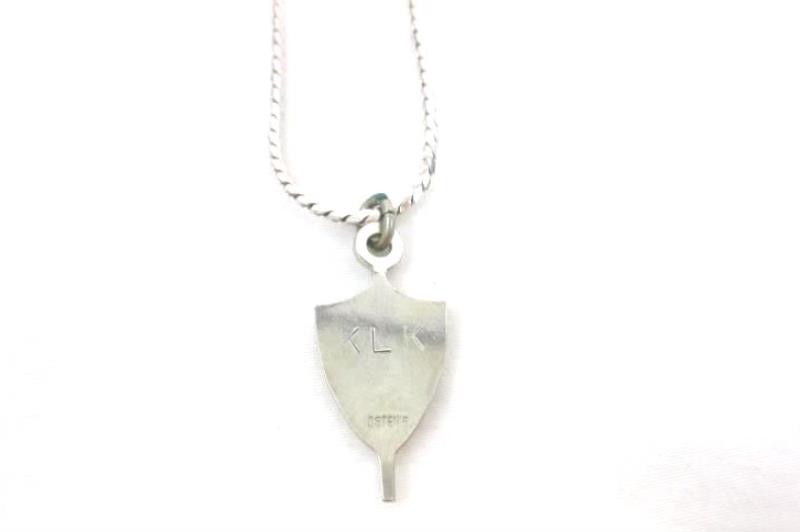 Vintage Josten's Senior 1987 Graduation Necklace Silver Navy Yellow Pendant KLK