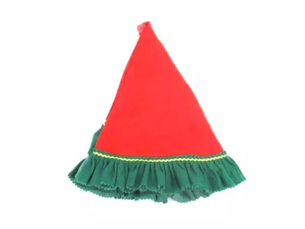 48 inch Christmas Tree Skirt Red Green Felt Gold Trim Christmas Eve Santa's Best