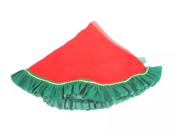 48 inch Christmas Tree Skirt Red Green Felt Gold Trim Christmas Eve Santa's Best