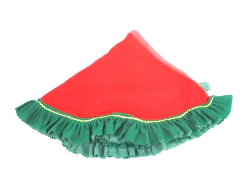 48 inch Christmas Tree Skirt Red Green Felt Gold Trim Christmas Eve Santa's Best