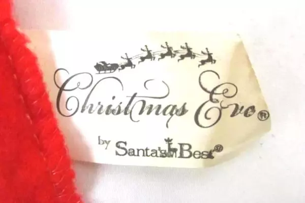 48 inch Christmas Tree Skirt Red Green Felt Gold Trim Christmas Eve Santa's Best
