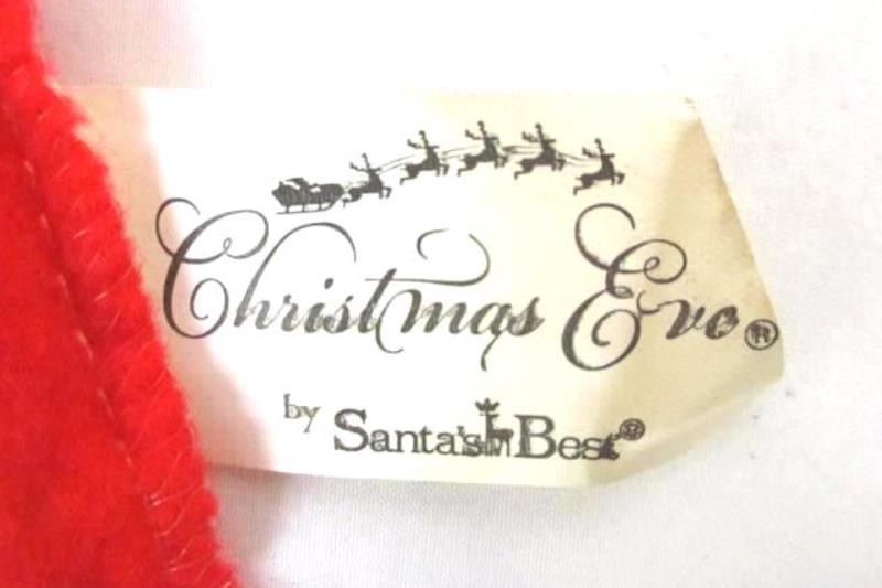 48 inch Christmas Tree Skirt Red Green Felt Gold Trim Christmas Eve Santa's Best