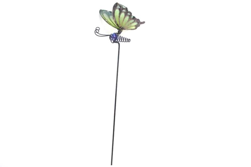 Black Metal Blue Marble Butterfly Garden Decoration and Dragonfly Candle Holder