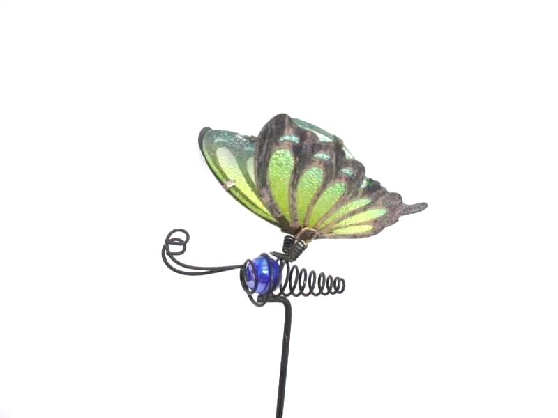 Black Metal Blue Marble Butterfly Garden Decoration and Dragonfly Candle Holder