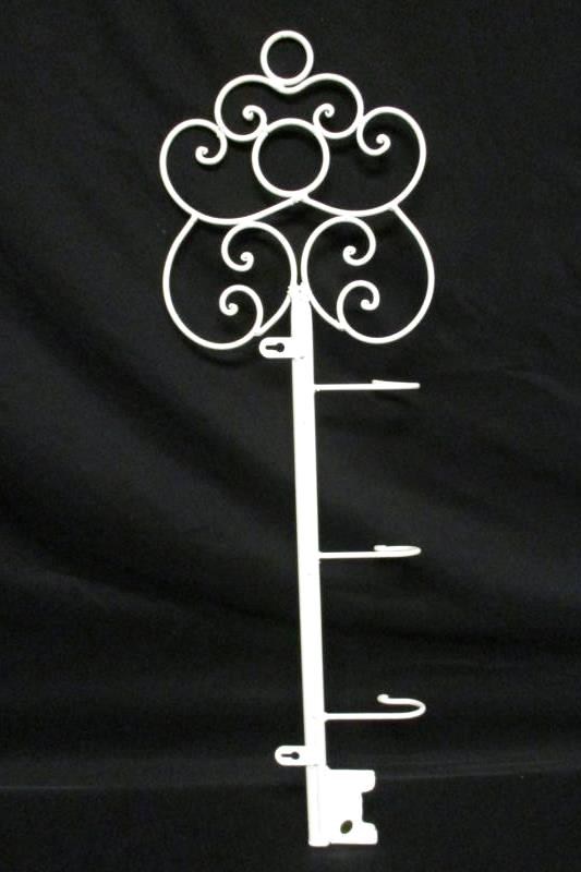 White Iron Skeleton Key Shaped Coat Rack Wall Mount
