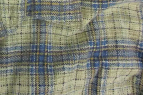Vintage Blue Ridge Men's Flannel Button Up Shirt Top Beige Blue Plaid Size S