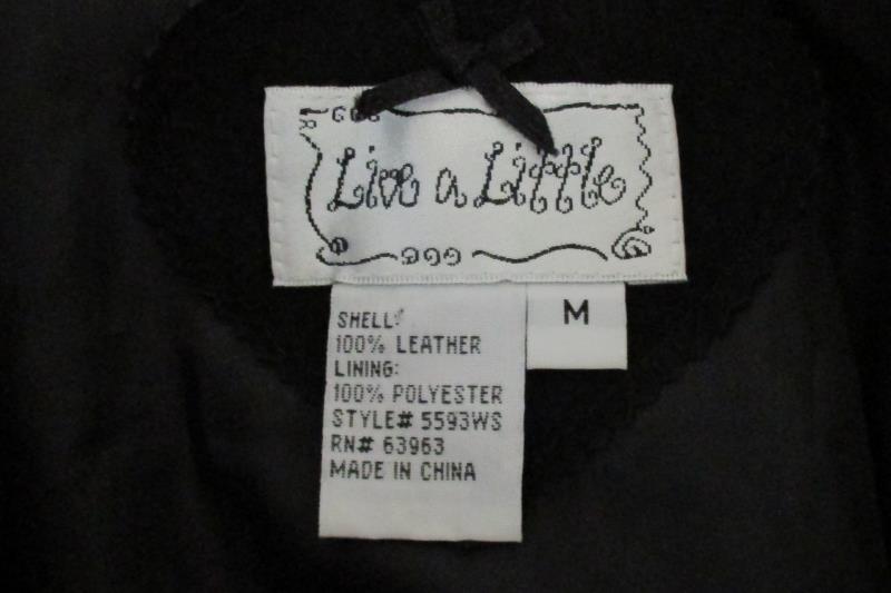 Live A Little Leather Jacket Snaps Double Stitched Women's Size Medium