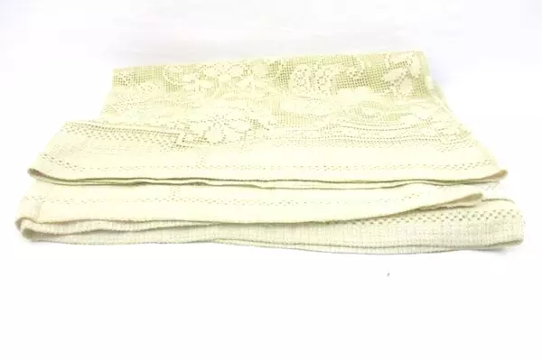 Large Vintage Crocheted Tablecloth Floral Decor Pale Yellow