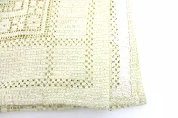 Large Vintage Crocheted Tablecloth Floral Decor Pale Yellow
