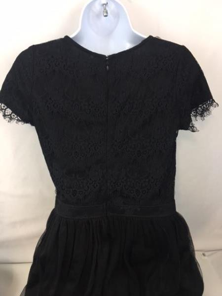 Pim + Larkin Women's Cocktail Little Black Dress Lace Tulle Cap Sleeve LBD Med