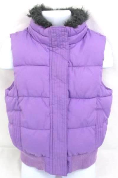 Crazy 8 Girls Puffer Vest Faux Fur Collar Purple Zip Up Size XS (4)