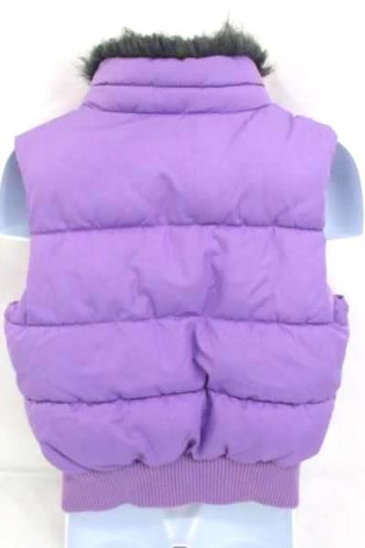 Crazy 8 Girls Puffer Vest Faux Fur Collar Purple Zip Up Size XS (4)