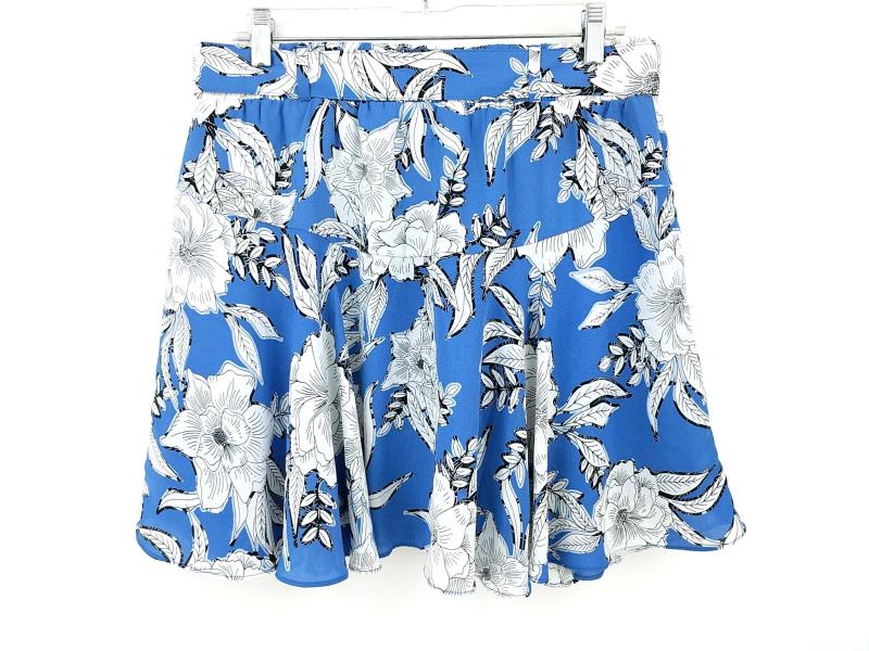 Lovers And Friends Fountain Skirt Floral Belted Blue White Snap Down Size Large